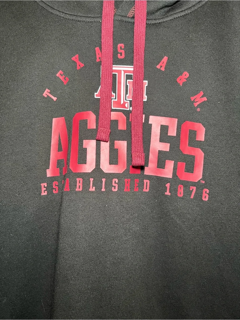 Fanatics Black and Maroon Hoodie with Interior Logo